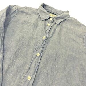 J.Crew Women’s S Baird McNutt Irish Linen Shirt Light Blue Button Down Coastal